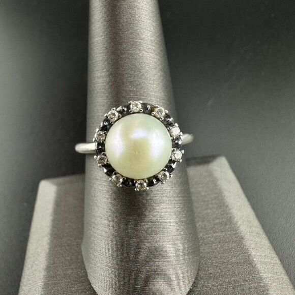 PANDORA Everlasting Grace Freshwater Pearl Ring Sterling Silver 60 / 9 - Picture 3 of 7